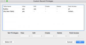 FileMaker Security: Records Access Settings
