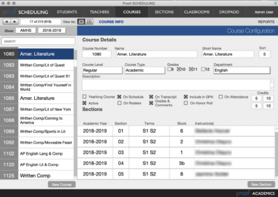 Screenshot from ACADEMICS: SCHEDULING