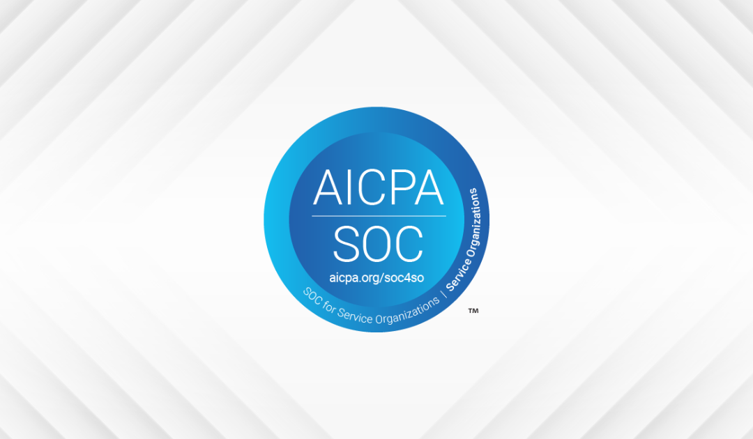 Blue AICPA SOCII logo on a while background.